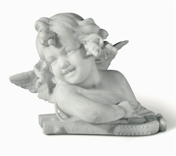 Busto di angelo in marmo. Scultore italiano del XIX secolo