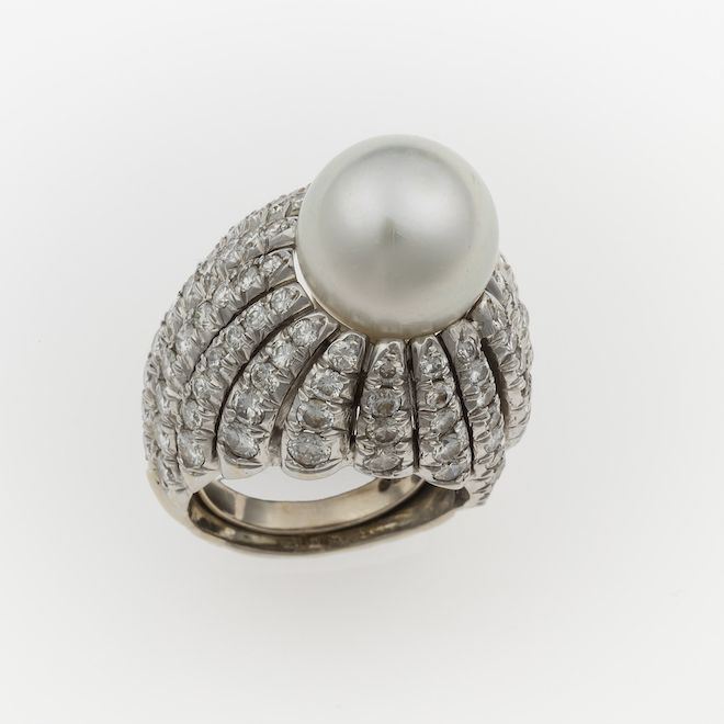 David WEBB. Anello con perla e diamanti  - Auction Spring Jewels - I - Cambi Casa d'Aste