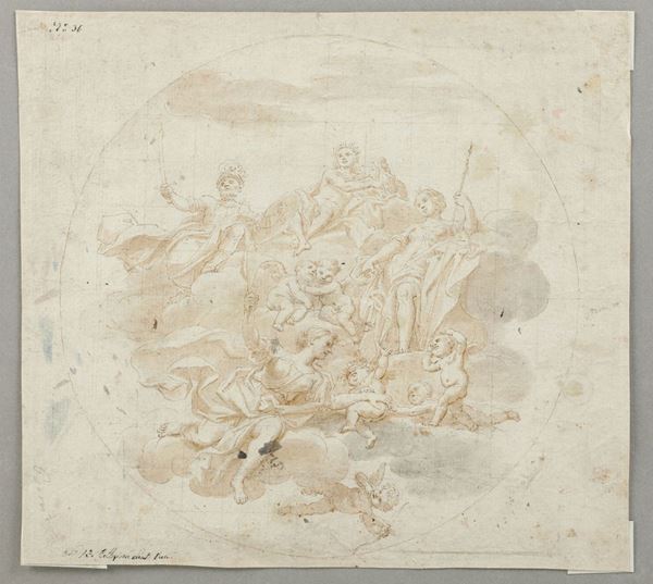 Marcantonio Franceschini (Bologna 1648-1729) Scena allegorica con divinità e putti