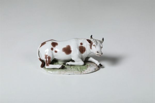 Figurina di mucca Inghilterra, probabilmente Manifattura Bow, 1750-1760 circa