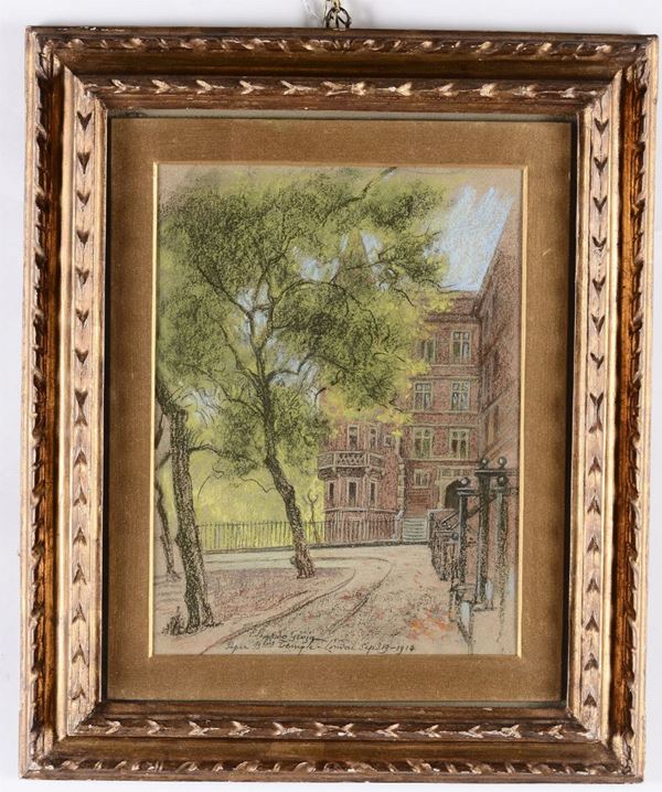 Edoardo Gioja (1862-1937) Paesaggio con palazzo, 1914