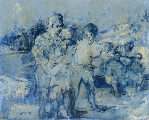 Jean Jansem - Arlecchino e bambini