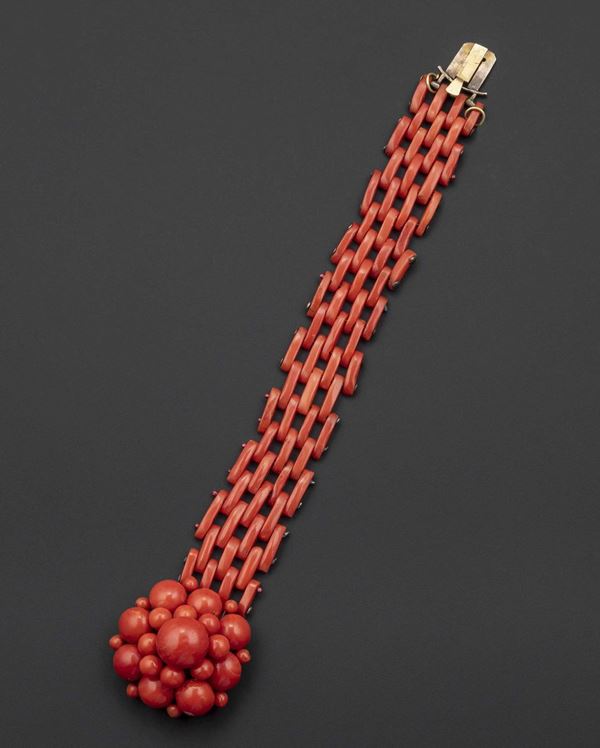 Coral, gold and silver bracelet