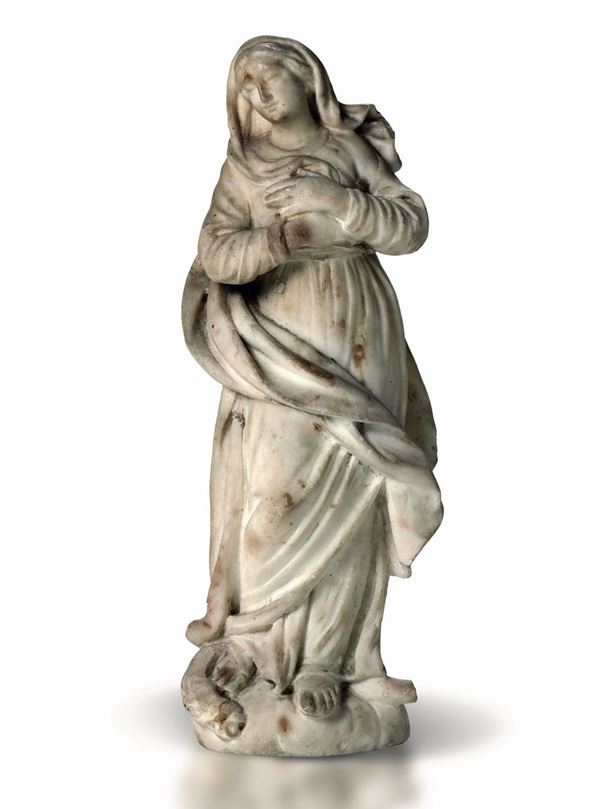 A marble Virgin Mary, Liguria, 1700s