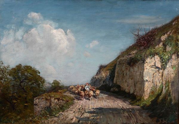 Vittorio Bussolino (1853-1922) Sentiero con gregge