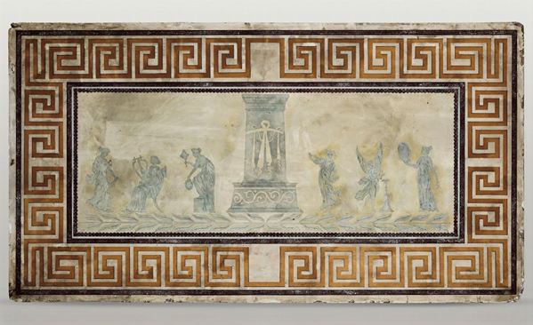 A scagliola Pompeian depiction, Italy, 1800s