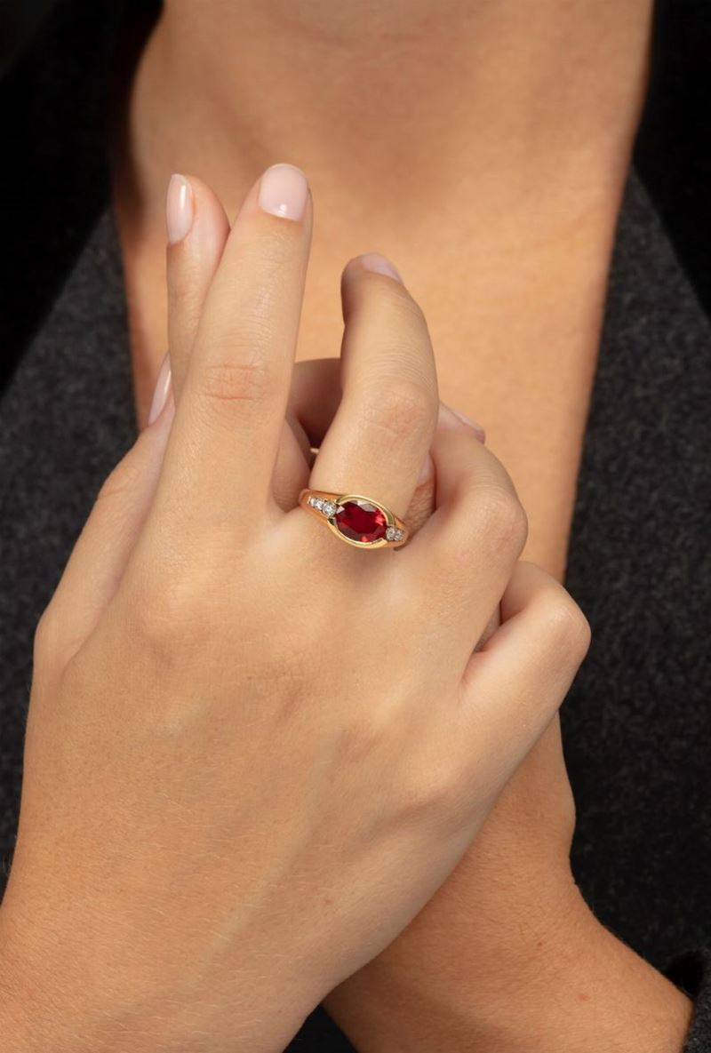 Fire opal and diamond ring  - Auction Fine and Coral Jewels - Cambi Casa d'Aste