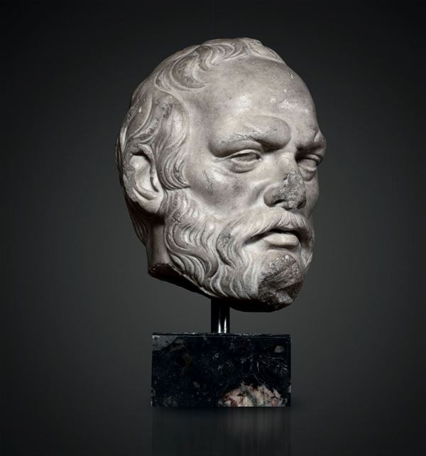 A marble male head, Italy, prob. 1600s