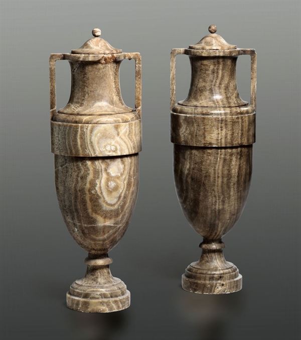 Two monumental alabaster vases, 18/1900s