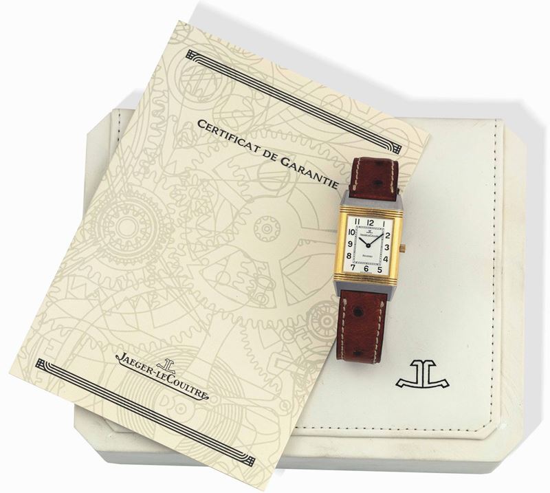 JAEGER LECOULTRE - A fancy stainless steel and yellow gold wristwatch. Original fitted box and warranty.  - Auction Important Wristwatches and Pocket Watches - Cambi Casa d'Aste