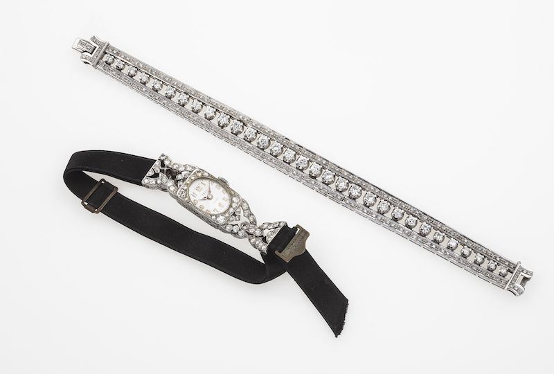Lotto composto da un bracciale con diamanti ed un orologio per signora  - Auction Jewels - Time Auction - Cambi Casa d'Aste