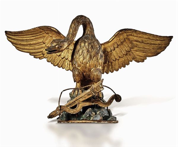 A carved and gilt wood swan, Italy, 16/1700s