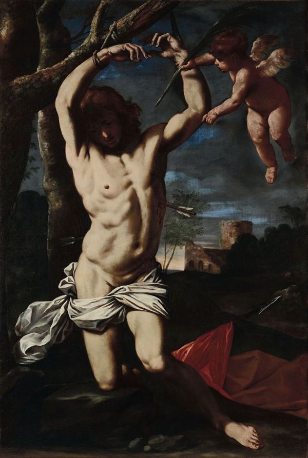 Simone Cantarini (Pesaro 1612 - Verona 1648) San Sebastiano e un angelo