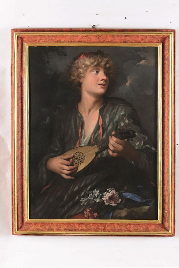 Scuola del XVIII secolo Giovane suonatore di mandolino