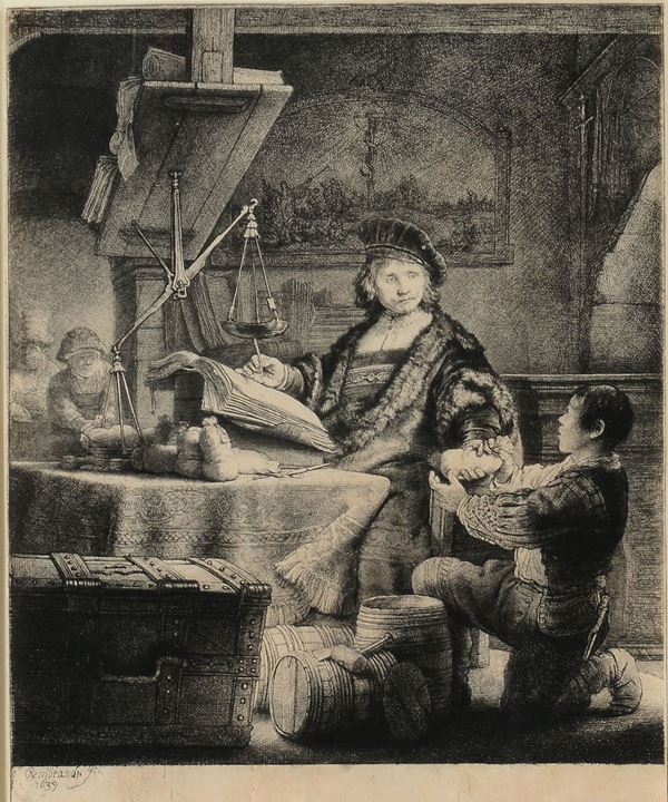 Rembrandt Harmensz van Rijn (Leida 1606 - Amsterdam 1669) Ritratto di Jan Uytenbogaert, il pesatore d’oro