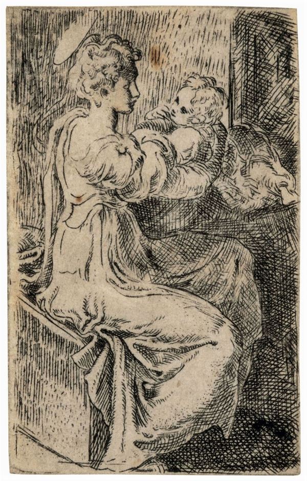 Girolamo Francesco Mazzola detto il Parmigianino (Parma 1503-1540) Madonna con il Bambino
