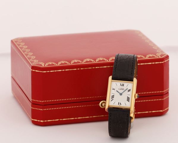 CARTIER -Elegante orologio da polso in oro giallo con scatola originale e garanzia.