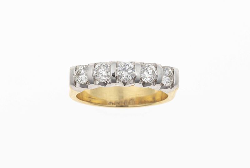 Anello demi-riviÃ¨re con cinque diamanti taglio brillante  - Auction Jewels - Time Auction - Cambi Casa d'Aste