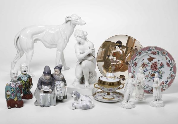 Lotto con diverse ceramiche europee ed orientali, XIX -XX secolo