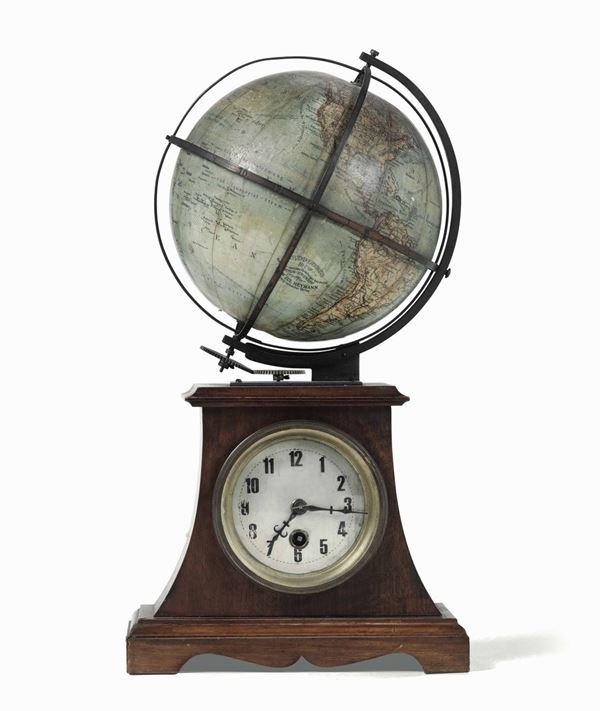Orologio Decò con globo terrestre, Ludwig Julius Heymann Berlin-Zehlendorf, inizio XX secolo