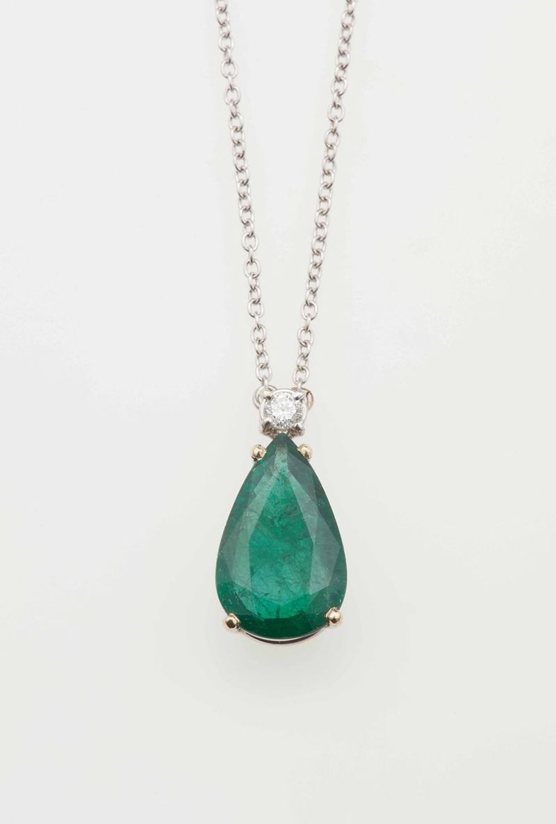 Pendente con smeraldo Africa di ct 5.19  - Auction Jewels - Time Auction - Cambi Casa d'Aste