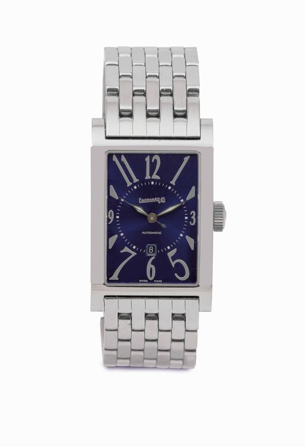 EBERHARD - Elegante orologio di forma Les Courbees ref. 41017, acciaio, automatico, circa 2005, completo  [..]