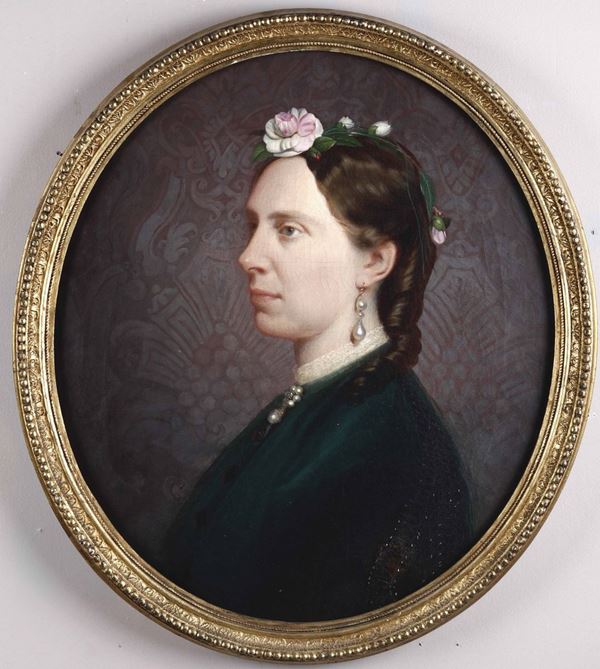 Artista della seconda metà del XIX secolo Ritratto di signora di profilo
