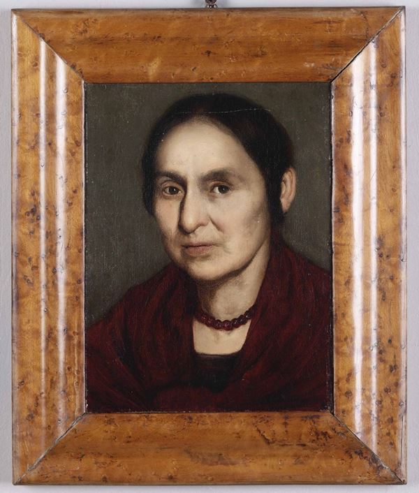 Artista della seconda metà del XIX secolo Volto di donna con scialle rosso