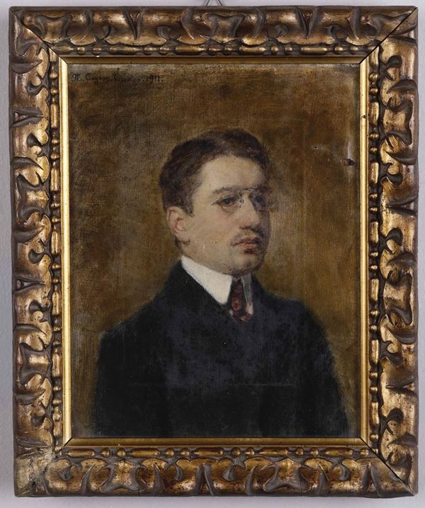 Firmato M. Cryran Vassalon, datato 1911 Ritratto di giovane con occhiali