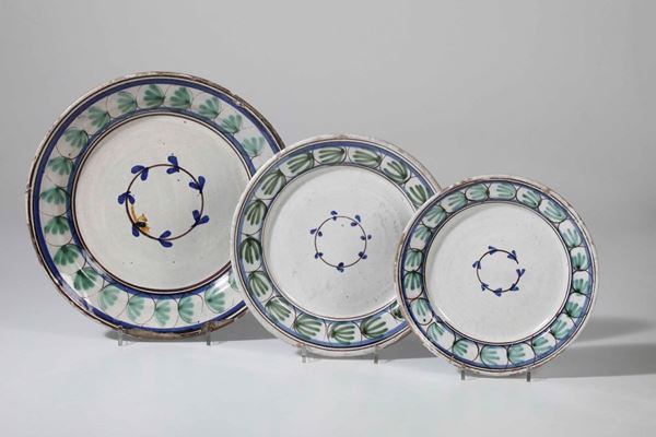 Tre piatti Italia meridionale, XIX secolo