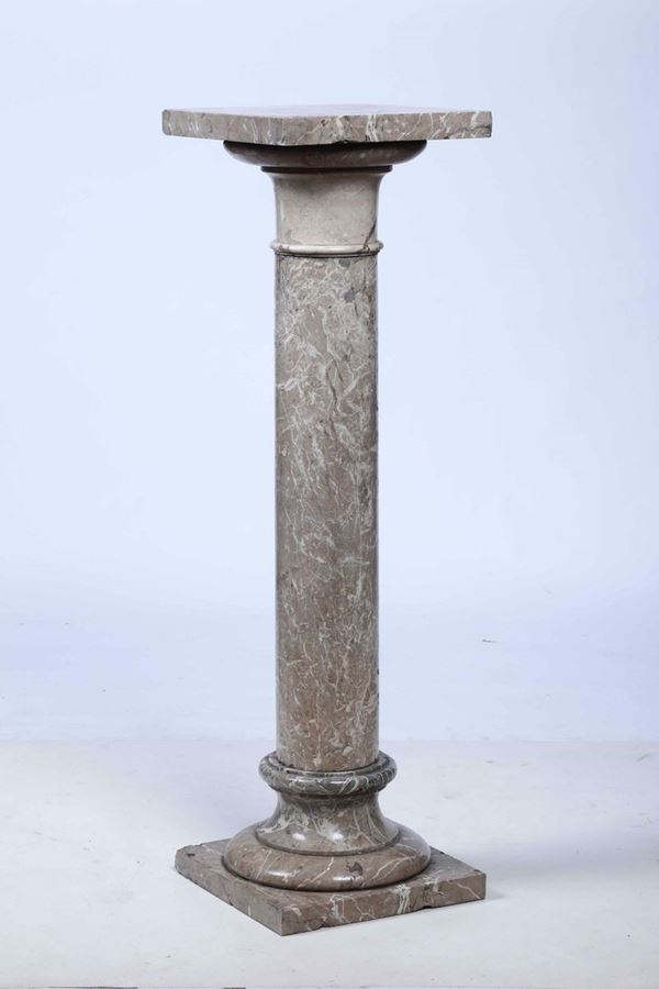 Colonna reggibusto in marmo botticino, inizio XX secolo