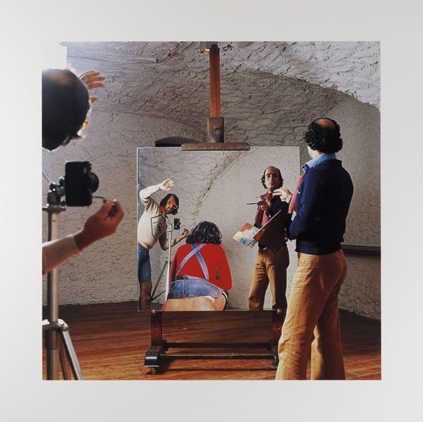 Nino Lo Duca (1940) Nino Lo Duca e Michelangelo Pistoletto nello studio a Salice D’Ulzio  (lo scambio delle parti) (il gioco dell’arte), 1974