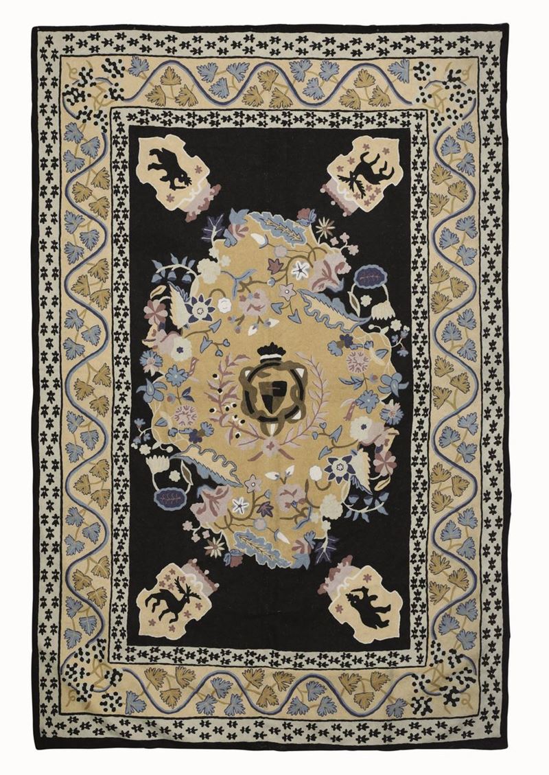 Tappeto a ricamo Shyam Ahuja, India XX secolo  - Auction Carpets - Timed Auction - Cambi Casa d'Aste