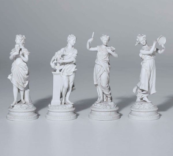 Quattro figurine allegoriche Germania, Probabilmente Manifattura Passau, XX secolo