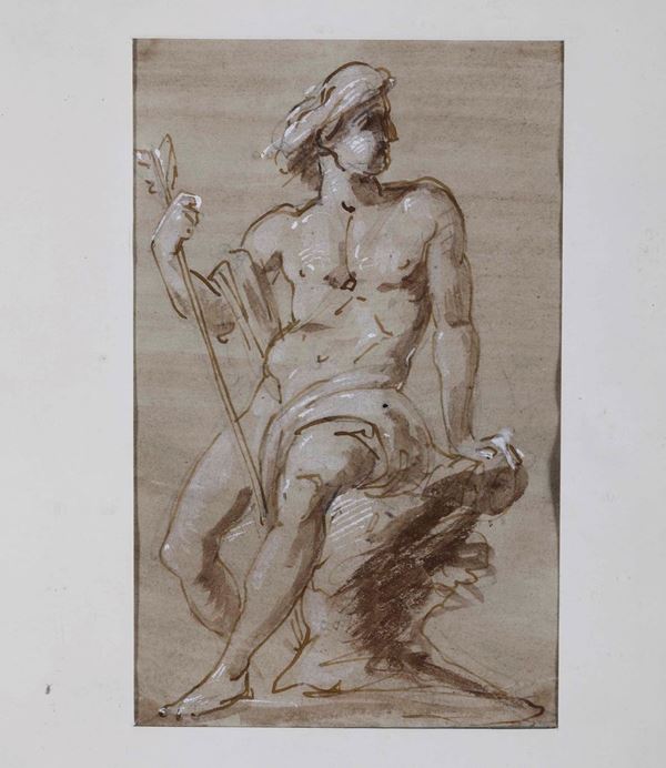 Scuola del XVIII secolo Figura maschile con turbante