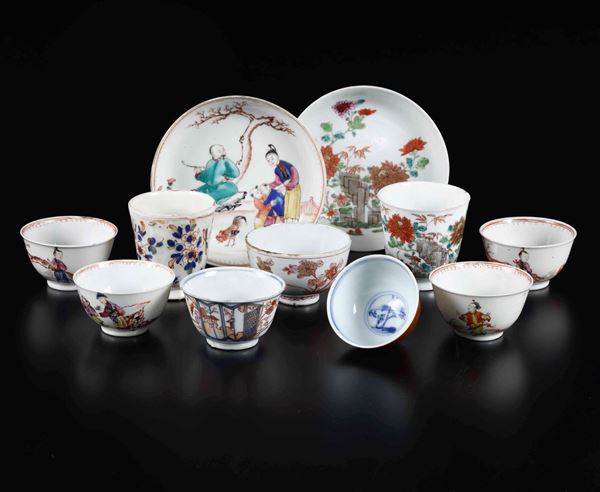 Lotto di tazzine e piattini. Cina e Giappone, XVIII-XIX secolo