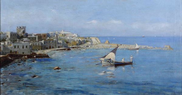 Vincenzo Loria (1849 - 1939) Villaggio sul mare