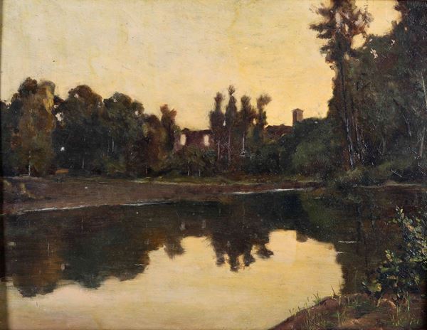 Cesare Viazzi - Cesare Viazzi (1857 - 1943) Paesaggio autunnale sull’Orba
