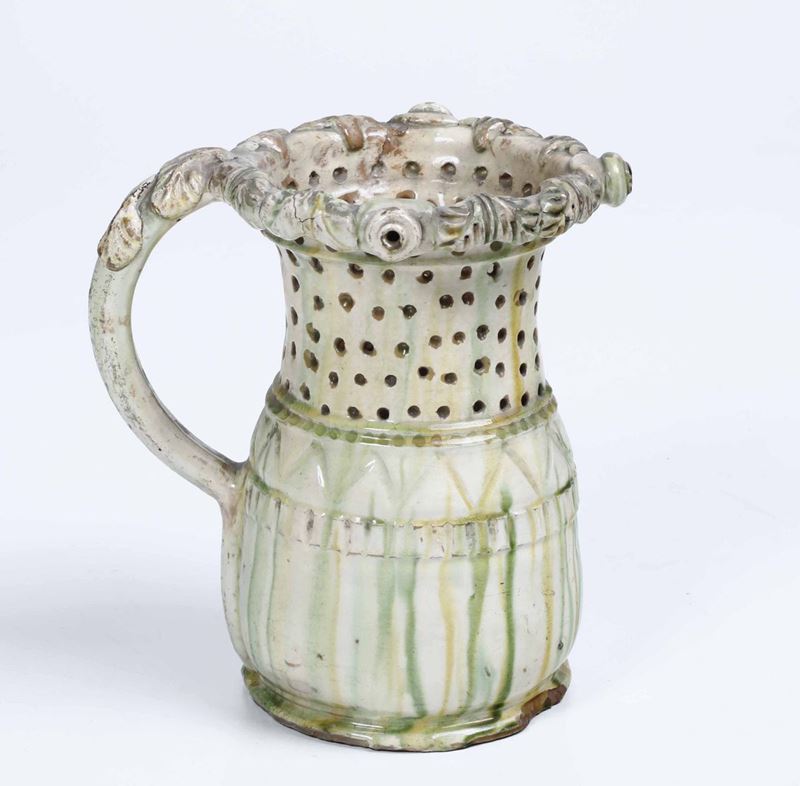 Brocca a segreto<BR>Probabilmente Puglia, XIX o XX secolo  - Auction Ceramics and Glass | Timed Auction - Cambi Casa d'Aste