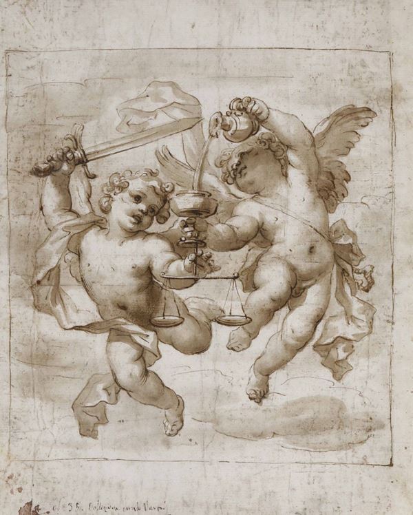 Domenico Piola (Genova 1627-1703) Allegoria della Giustizia e della Temperanza
