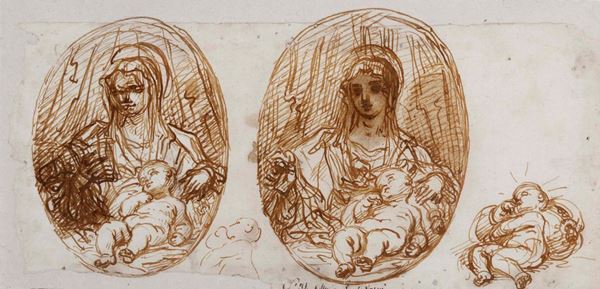 Paolo Gerolamo Piola (Genova 1666 -1724) Studi per Madonna con Bambino