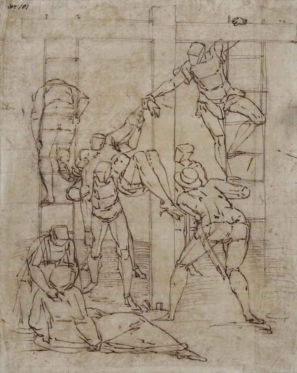 Luca Cambiaso (Moneglia 1527 - Madrid El Escorial 1585) Discesa dalla croce