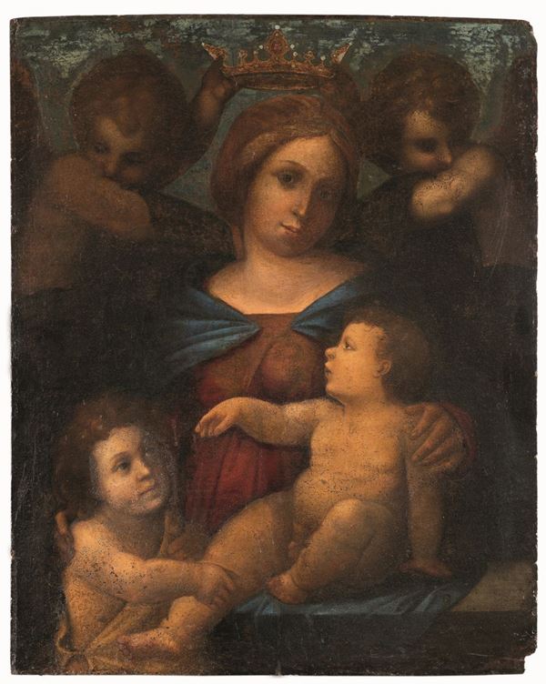 Scuola toscana del XVI secolo Madonna con Bambino e Angeli