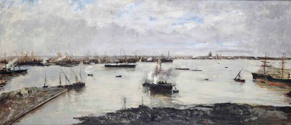 Pompeo Mariani (1857 - 1927) Il porto di Genova