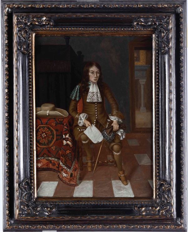 Nicolaes Verkolje - Giovane uomo con lettera in un interno