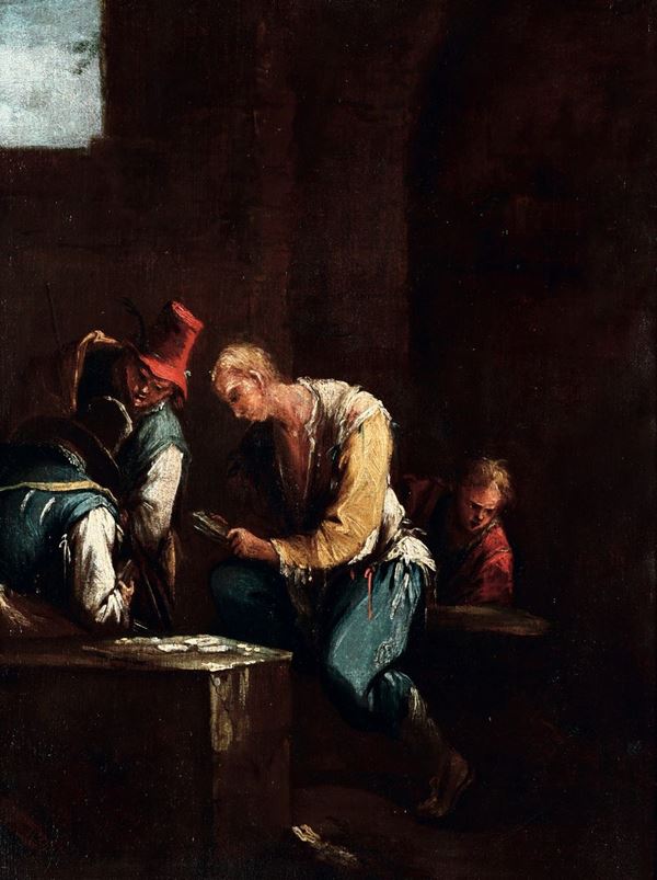 Giovan Domenico Ferretti (Firenze 1692-1768), attribuito a Interno di locanda con giocatori di carte