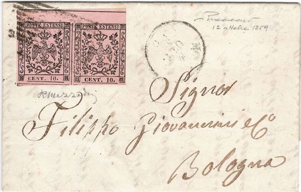 Lettera da Modena per Bologna del 12 ottobre 1859