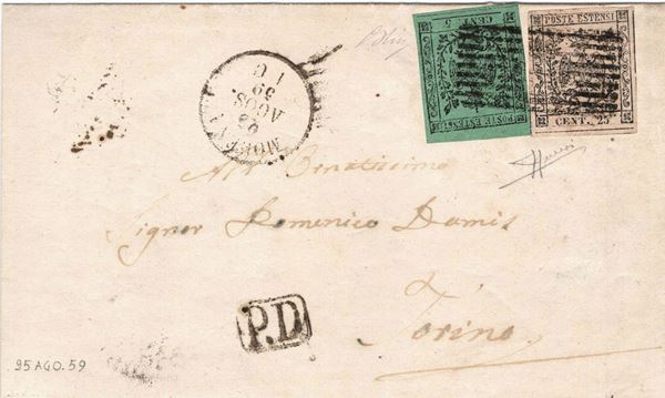 Lettera da Modena per Torino del 23 agosto 1859