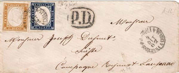 Lettera da Napoli per Losanna (Svizzera) del 9 ottobre 1862
