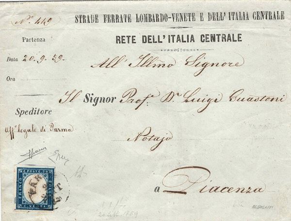 Lettera da Parma per Piacenza del 20 settembre 1859